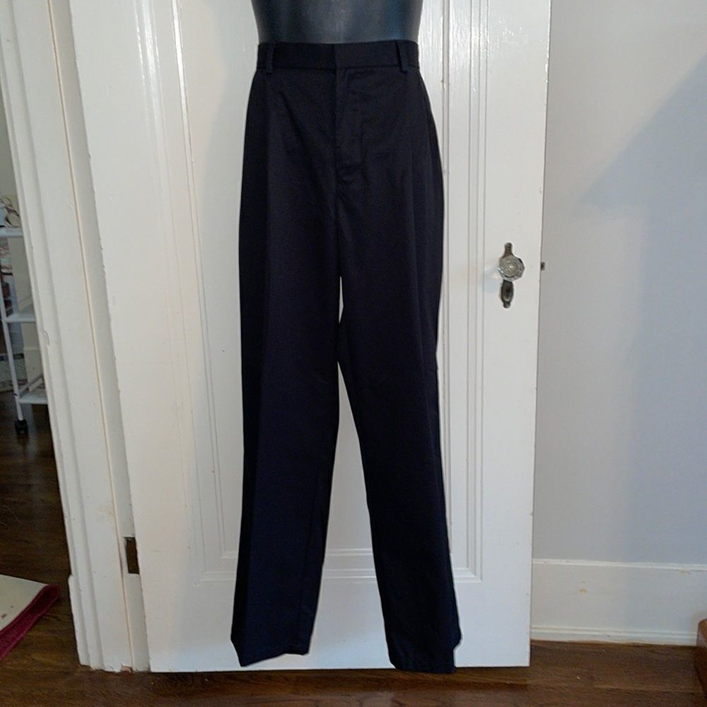 ‎Nautica black cotton pleat front pants